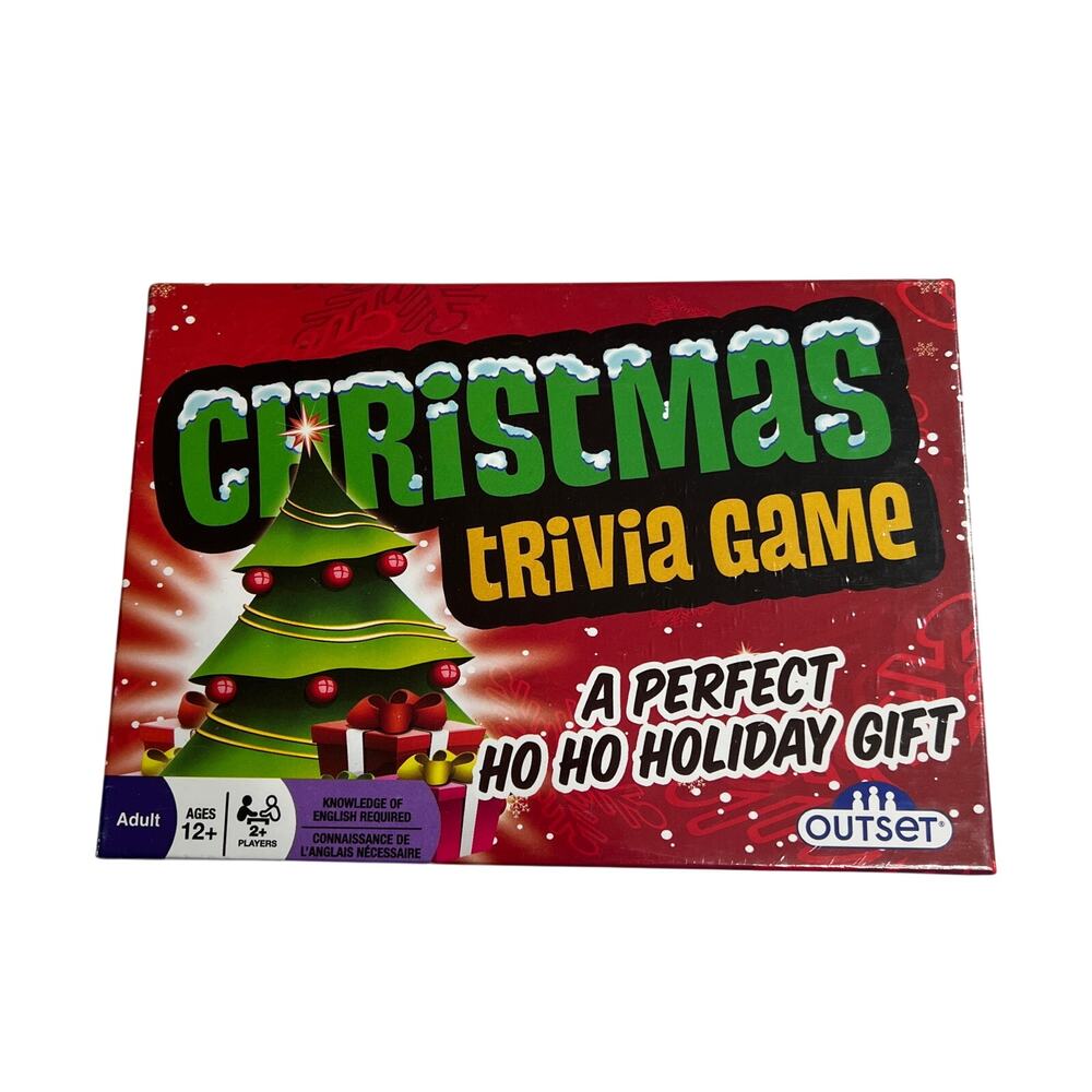 OUTSET Christmas Trivia Game Family Holiday Party Card Game Red Sealed